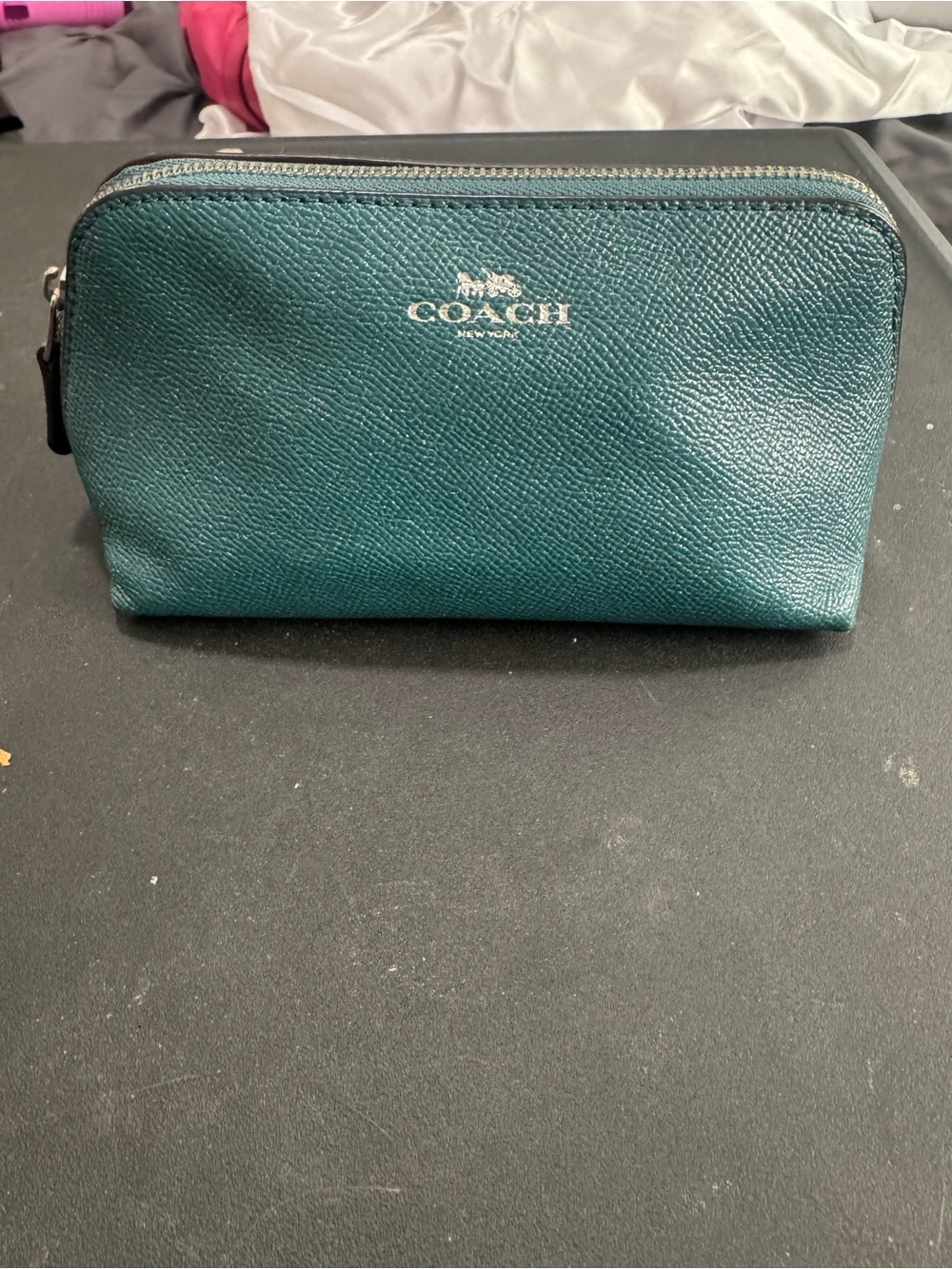COACH cosmetic Zip Pouch in Teal Green